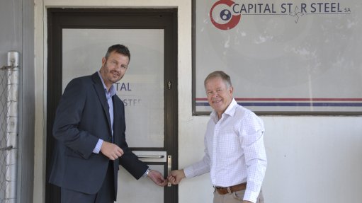 SUCCESSFUL ACQUISITION
LionSteel CFO Pierre Willemse and Captial Star Steel CEO David Scheepers at the Capital Star Steel mill in Mozambique 
