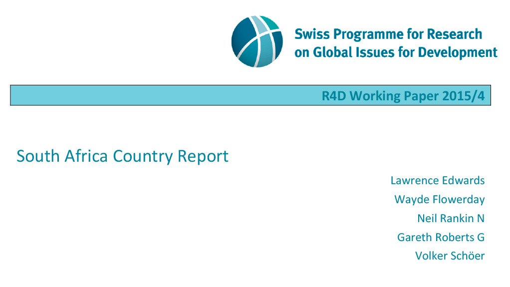 South African Country Report – R4D Working Paper 2015/4