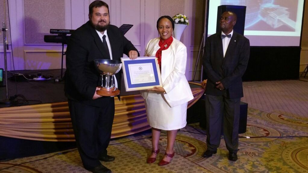TOP QUALITY Hazleton Pumps marketing director Niël Wehmeyer receives the company’s awards at the 2016 Southern African Development Community Annual Quality Awards 
