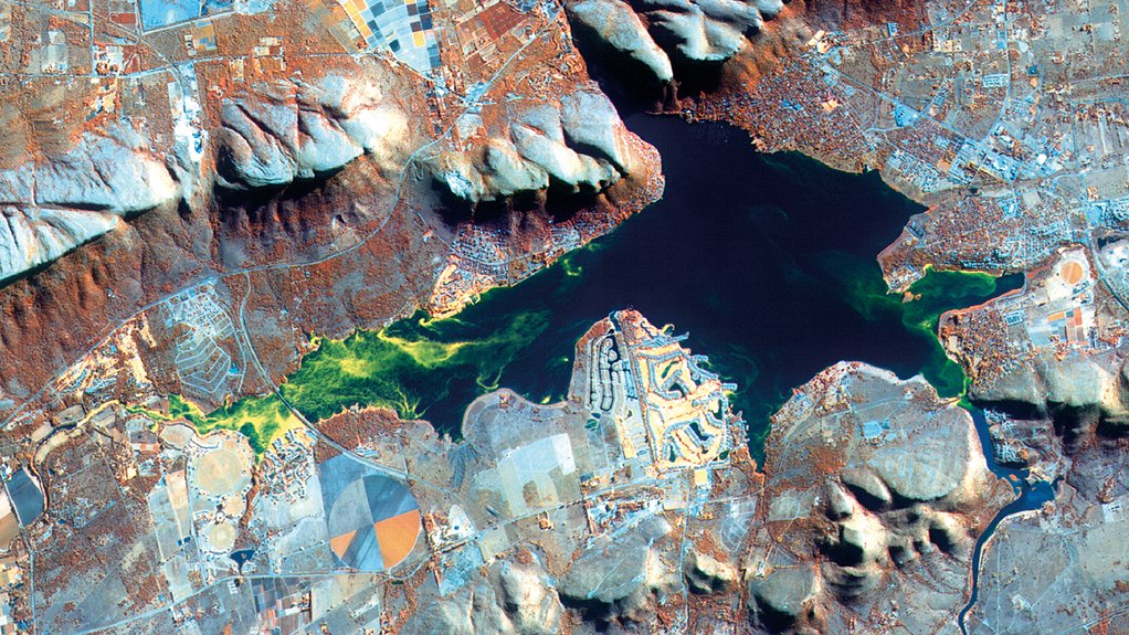 ECOSYSTEM MANAGEMENT: A satellite image sourced via Sansa Earth Observation, clearly showing algal bloom in the Hartebeespoort dam, west of Pretoria