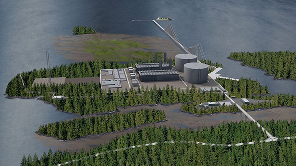 A rendering of the Petronas Pacific NorthWest LNG plant, in Prince Rupert, BC