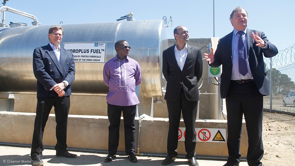 Amplats CEO's office: technical assistant Stephen Bullock, Mineral Resources Deputy Minister Godfrey Oliphant, Amplats market development principal Angelin Maharaj and Amplats technical and engineering consultant Clive Seymour