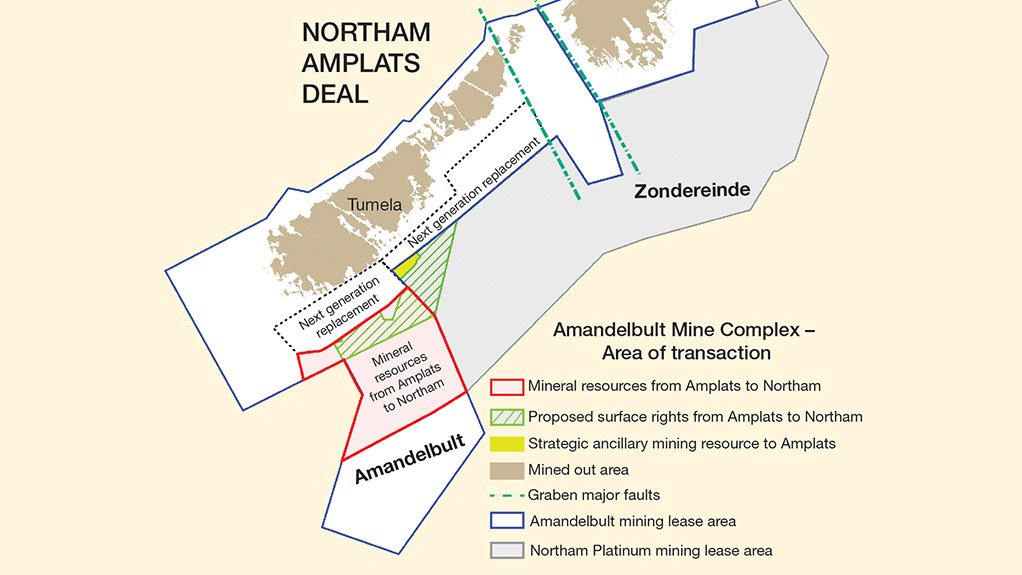 Map showing areas of platinum-mine transaction