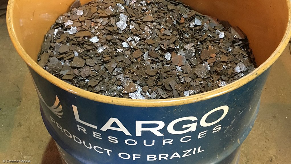 Vanadium pentoxide at Largo Resources' Maracas Menchen mine, Brazil