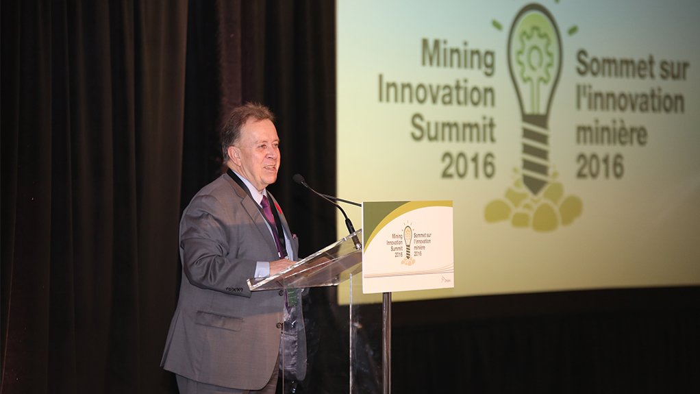 Minister of Northern Development and Mines Michael Gravelle addresses the Mining Innovation Summit 2016, held in Sudbury