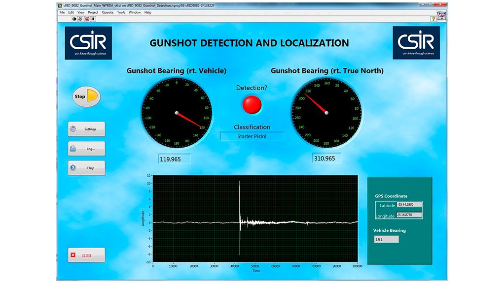 The user interface of the gunshot detection system