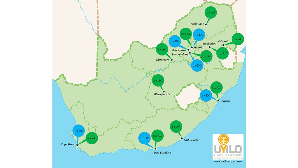 NATIONAL FOOTPRINT Electric vehicle charging stations in South Africa