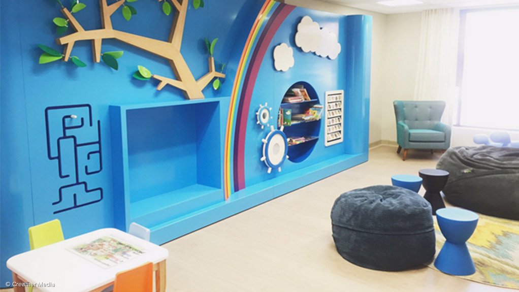 A playwall in the Nelson Mandela Children's Hospital oncology ward