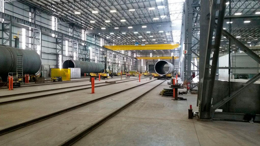 Sections being manufactured at DCD Wind Towers plant, which has been shut since December