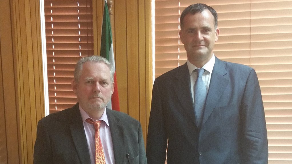 Trade and Industry Minister Rob Davies and French Ambassador to South Africa Christophe Farnaud