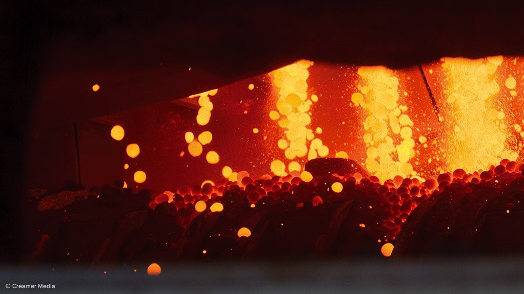 Ferrochrome smelting at the Glencore-Merafe Chrome Venture's Lion smelter
