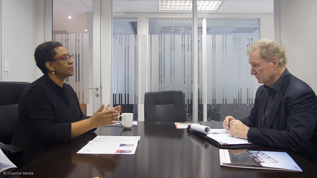 Merafe Resources CEO Zanele Matlala in conversation with Mining Weekly Editor Martin Creamer.