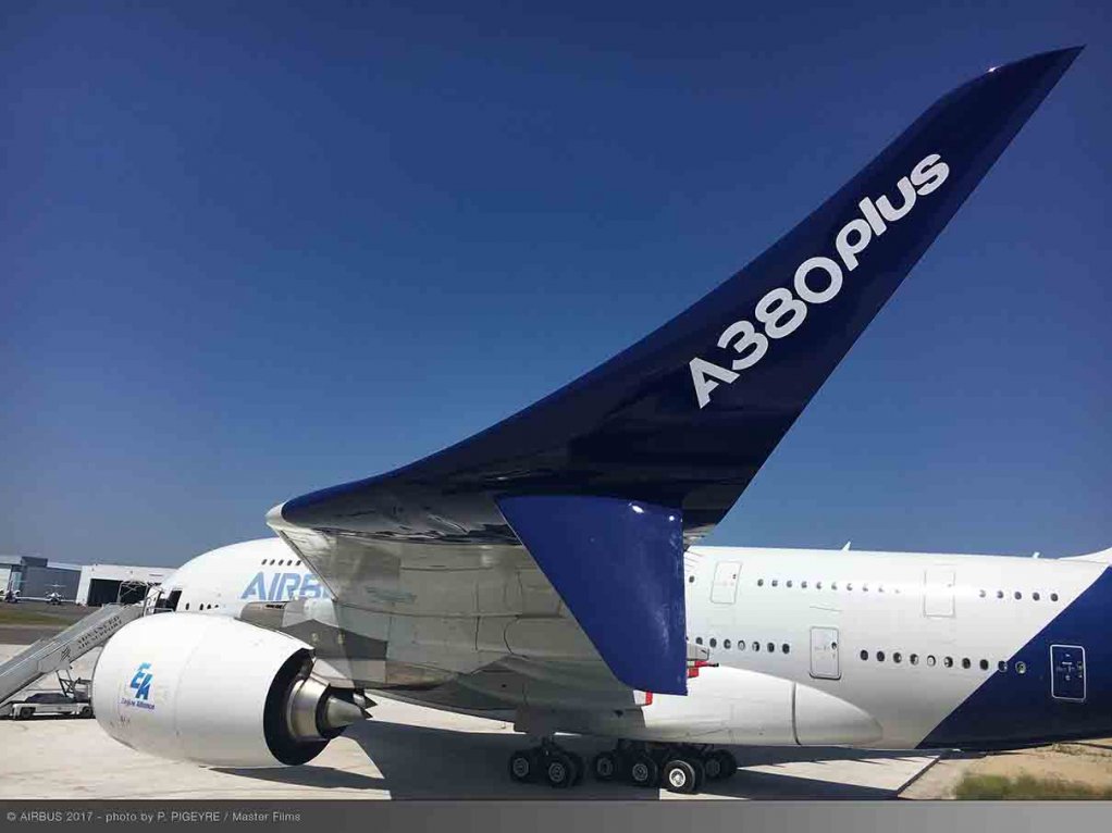 Airbus’ flight test A380 fitted with the new winglets