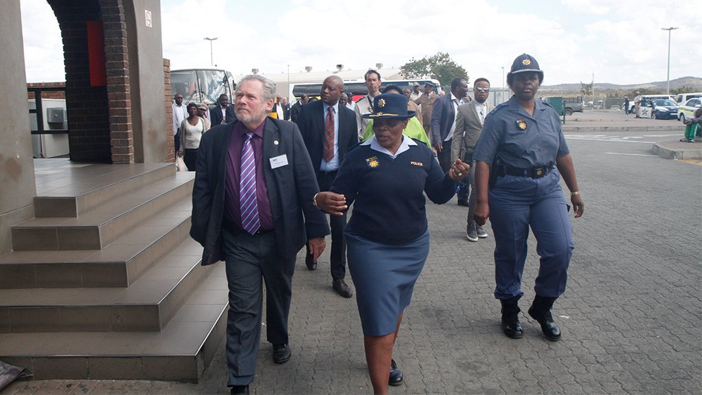 Trade and Industry Minister Dr Rob Davies is taken on a tour of the Beitbridge Border Post on Monday