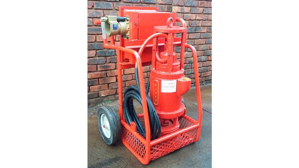 The trolley mounted HIPPO Flameproof Submersible Slurry Pump System
