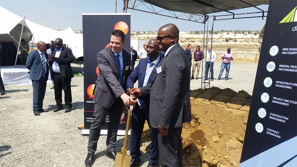 Pan African CEO Cobus Loots, Mpumalanga Finance, Economic Development and Tourism MEC Eric Kholwane and Department of Mineral Resources (DMR) director-general Advocate Thabo Mokoena