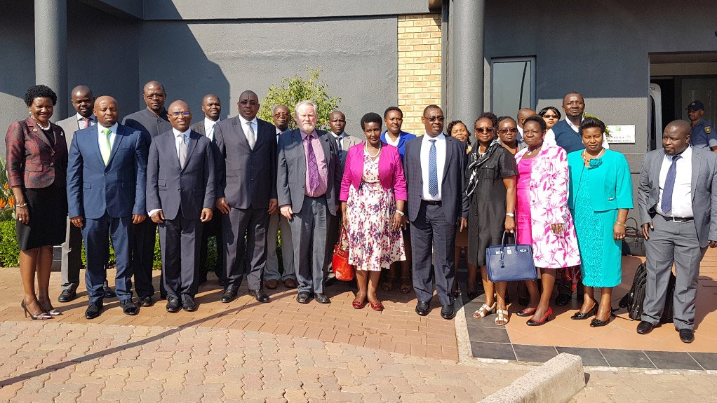 South Africa Trade and Industry Minister Rob Davies, Ugandan Minister Amelia Anne Kyambadde, Deputy Ministers, and senior officials after the 11th bilateral TFTA meeting