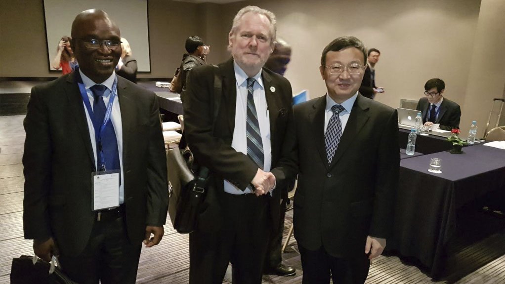 Minister Davies together with Deputy Minister Magwanishe and Chinese Vice Minister of Trade Mr. WANG Shouwena at the WTO Informal Ministerial gathering in Morocco