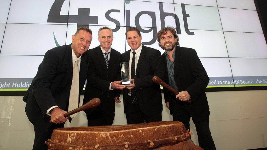 4Sight Group CEO Antonie Van Rensburg, Group executive merger & acquisitions Gary Lauryssen, Group CFO Jacques Hattingh and non-executive director Conal Lewer-Allen at the JSE on Thursday