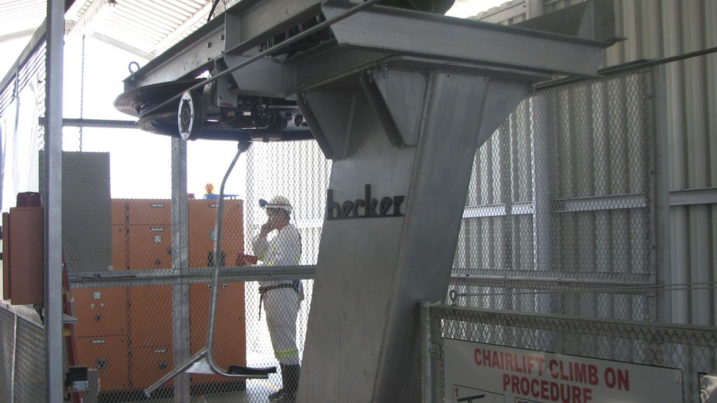 ROBUST DESIGN 
Becker’s chairlift system is designed to meet the strict quality and safety regulations mandated by the mining industry