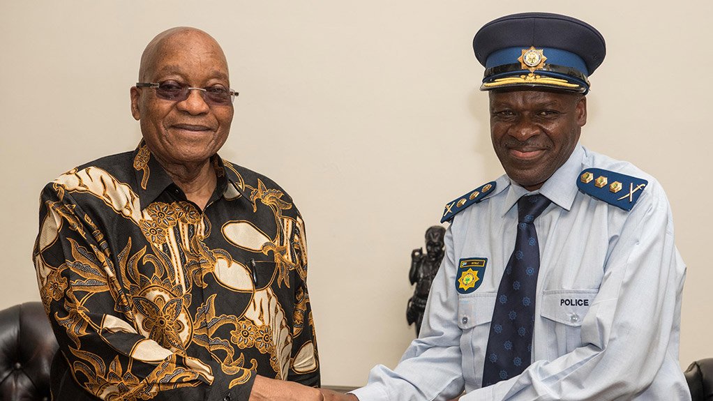 South African President Jacob Zuma and newly elected Police Commissioner Khehla Sithole