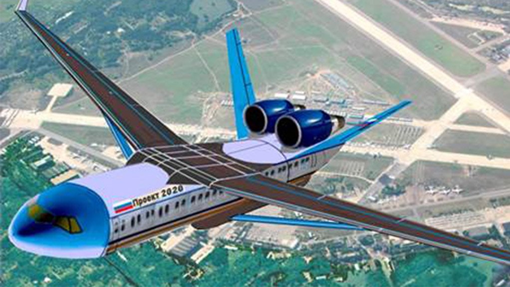 CONCEPTION: An artist’s impression of a future Russian regional jet airliner with high aspect ratio braced wings and turbofan engines mounted above the rear fuselage