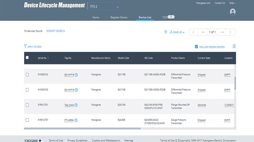 Yokogawa Releases Device Lifecycle Management, a New IIoT Service for the Cloud-based Management of Device Information