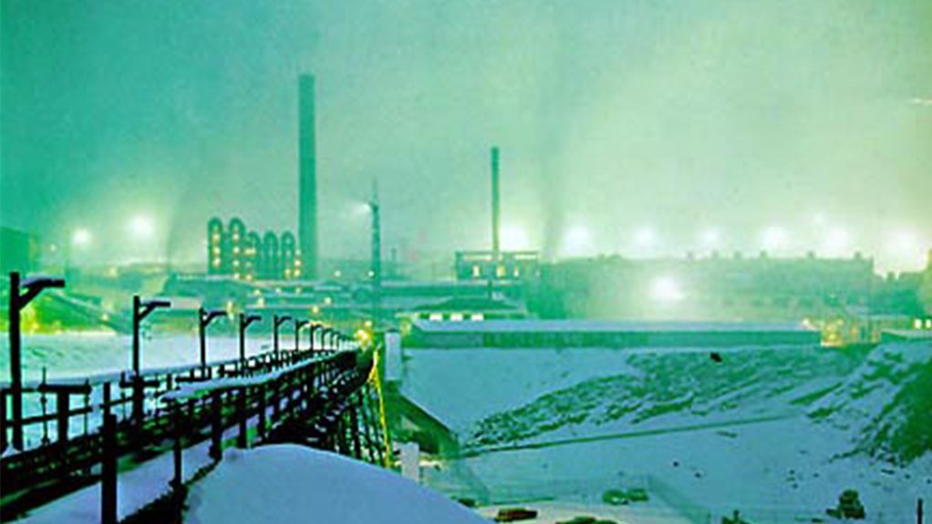 A file photo of the Bunker Hill smelter operating in winter snow during the 1970s.