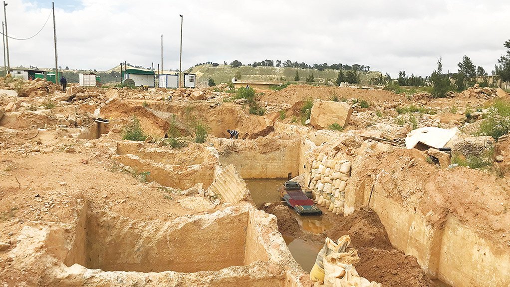 CURBING ILLEGAL MINING With the prospect of finding gold fines in the mine dump sand, illegal mining has become problematic in the area