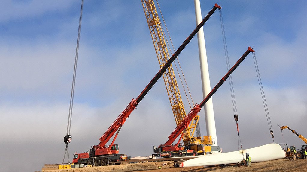 BIG LIFTS CALL FOR BIG EQUIPMENT Johnson Crane Hire's 750 t Liebherr LG 1750 lattice boom all terrain crane doing a wind farm installation 