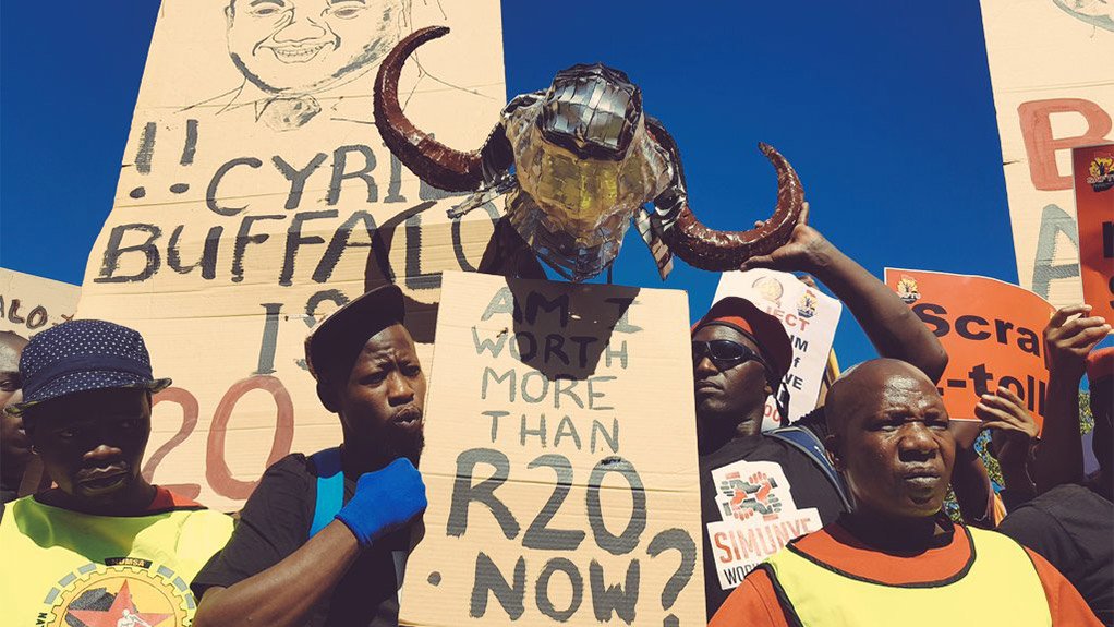  Protesters at Saftu march mock President Ramaphosa