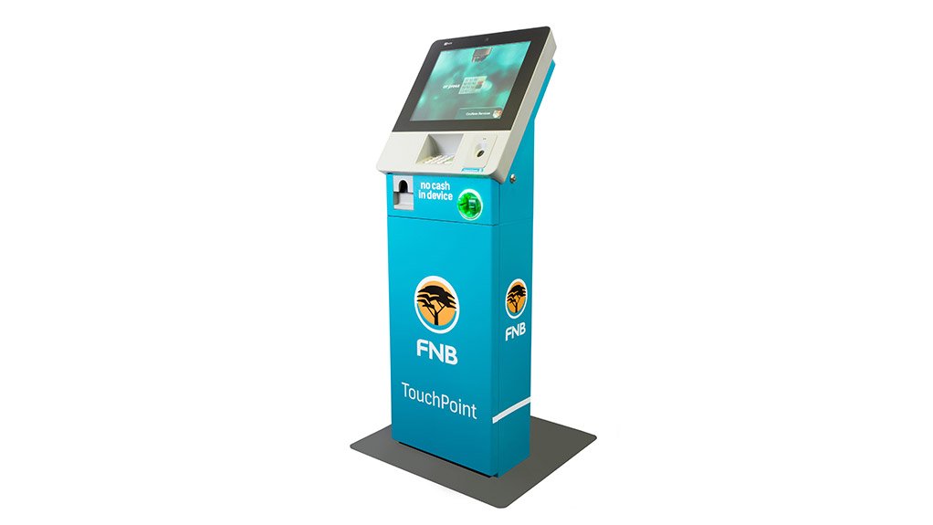 The FNB TouchPoint reads a user's thumbprint to identify the user
