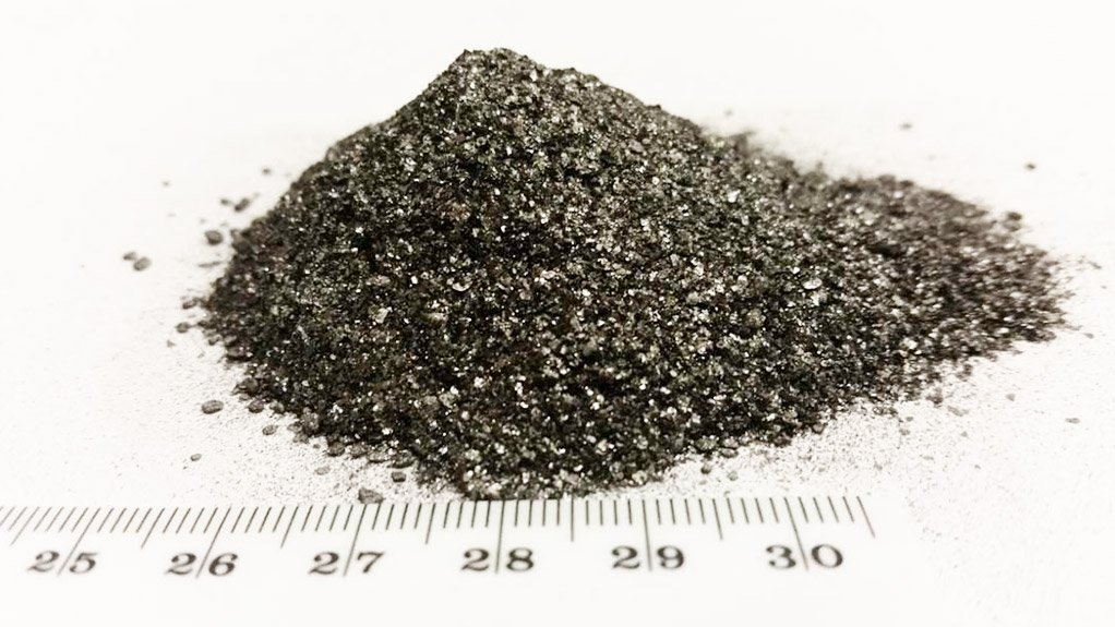 GRAPHITE SAMPLE About a third of the graphite in Triton Minerals’s deposit is jumbo flake and about 59% is large flake