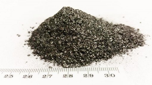 GRAPHITE SAMPLE About a third of the graphite in Triton Minerals’s deposit is jumbo flake and about 59% is large flake