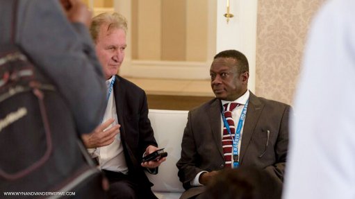 Deputy Mineral Resources Minister Godfrey Oliphant (right) with Mining Weekly Online's Martin Creamer