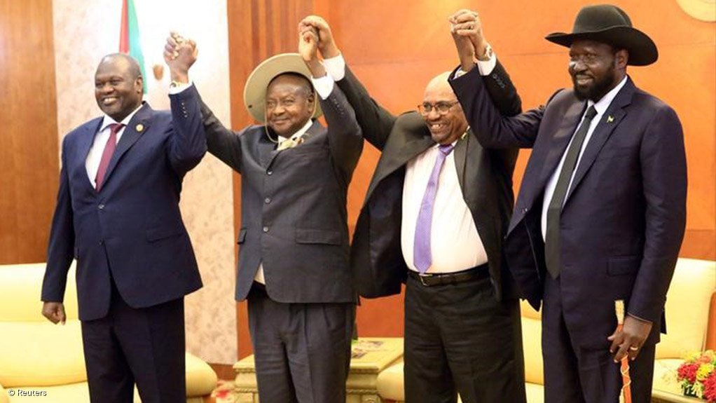Riek Machar, Yoweri Museveni, Omar Al-Bashir & Salva Kirr.