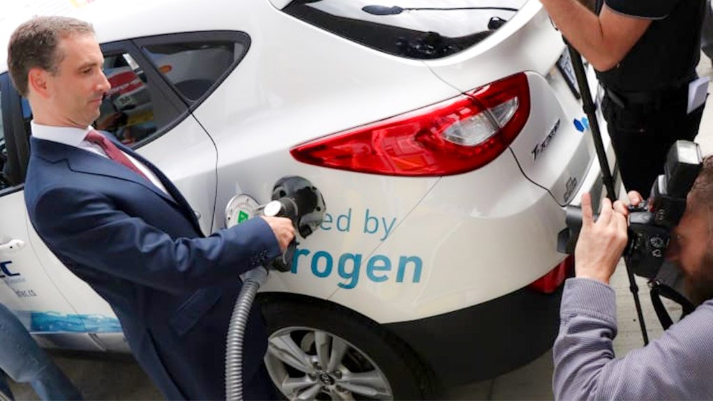 Shell hydrogen GM Oliver Bishop fuels a fuel cell Hyundai in Vancouver. 