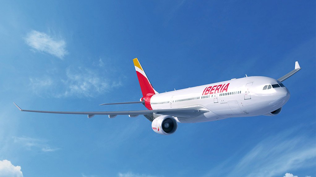 A computer-generated image of an Airbus A330-200 in Iberia livery