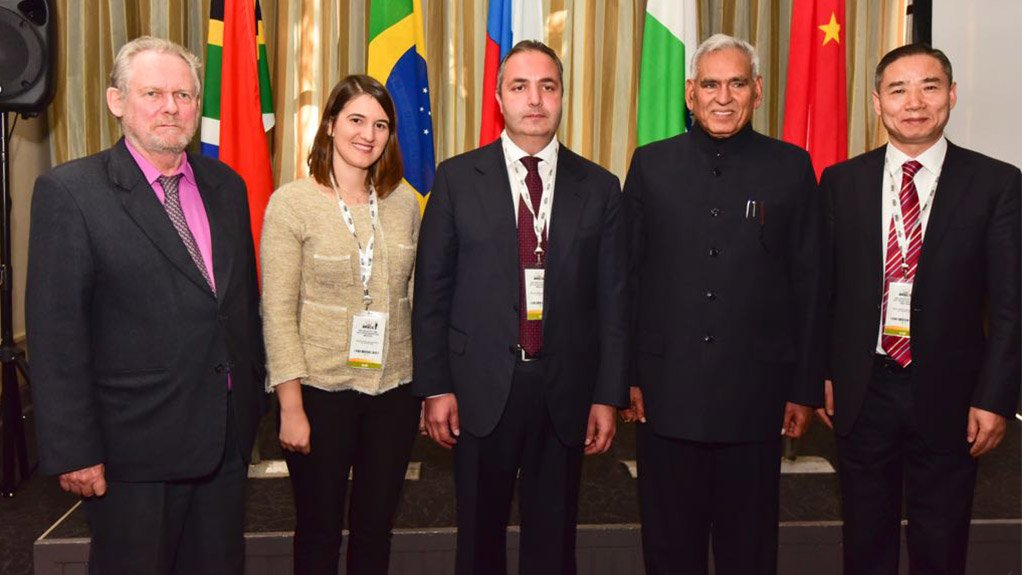 The participants at the Third Brics Industry Ministers Meeting – from left to right, South African Minister Rob Davies, Brazilian Deputy Minister Yana Dumaresq, Russian Deputy Minister Georgy Kalamanov, Indian Minister Chaudhary Chhota Ram and Chinese Vice Minister Xin Guobin