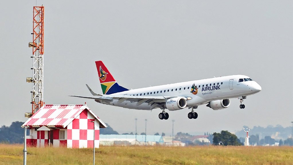 An Embraer E 190 airliner of South African airline Airlink