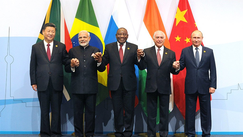 Chinese President Xi Jinping, Indian PM Narendra Modi, South African President Cyril Ramaphosa, Brazilian President Michel Temer and Russian President Vladimir Putin