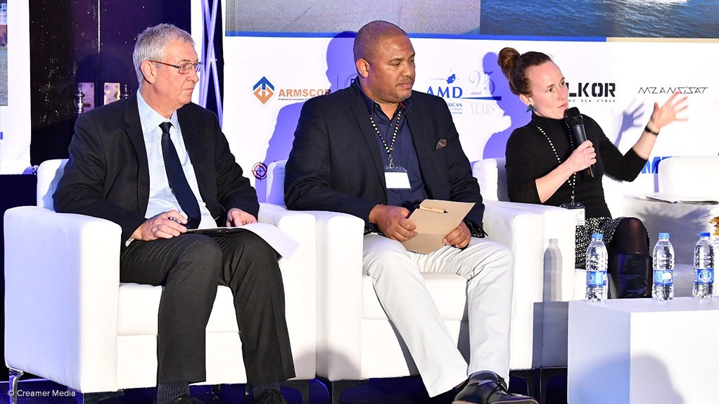 (Left to Right) Department of Science and Technology chief director Beeuwen Gerryts, Security and Defence Technology Consulting CEO Zane Cleophas and Engineers Without Borders founder and CEO Wiebke Toussaint