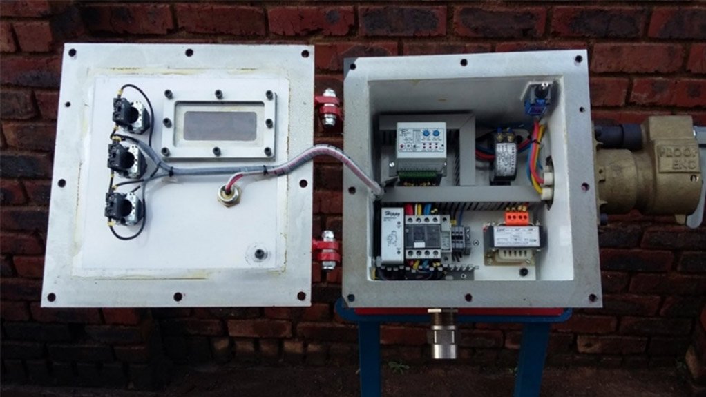 The HIPPO Flameproof Submersible Electrical Control Panel 
showing the control relays