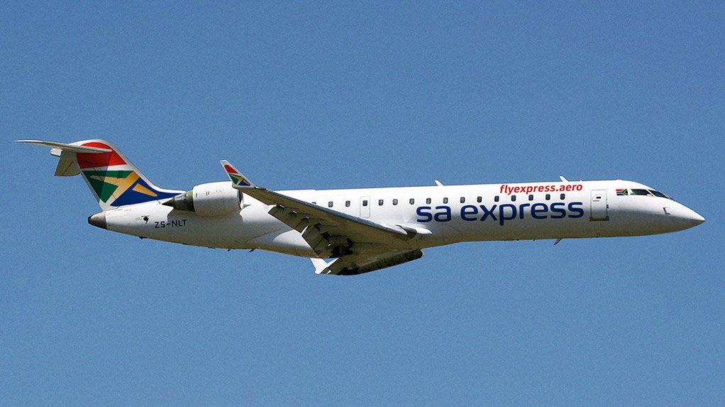 A Bombardier CRJ700 regional airliner in the colours of SA Express