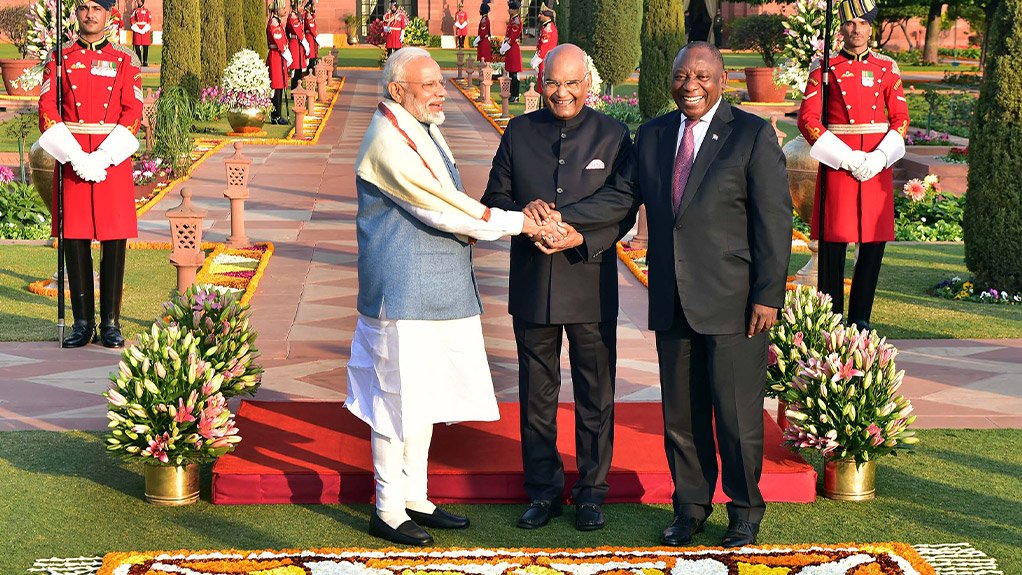 Indian Prime Minister Narendra Modi, Indian president Ram Nath Kovind, President Cyril Ramaphosa