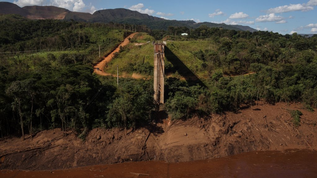Water and mud stand in a valley after a Vale dam burst in Brumadinho, Minas Gerais state, Brazil.