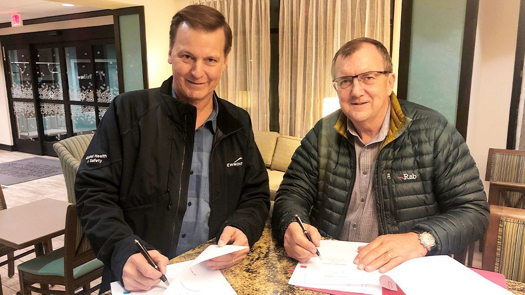 Newmont's Gary Goldberg and Barrick's Mark Bristow pictured together in March.