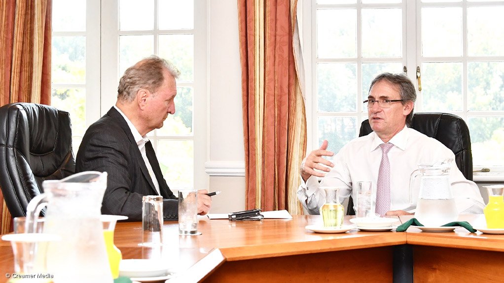 Anglo American Platinum CEO Chris Griffith (right) interviewed by Mining Weekly Online's Martin Creamer