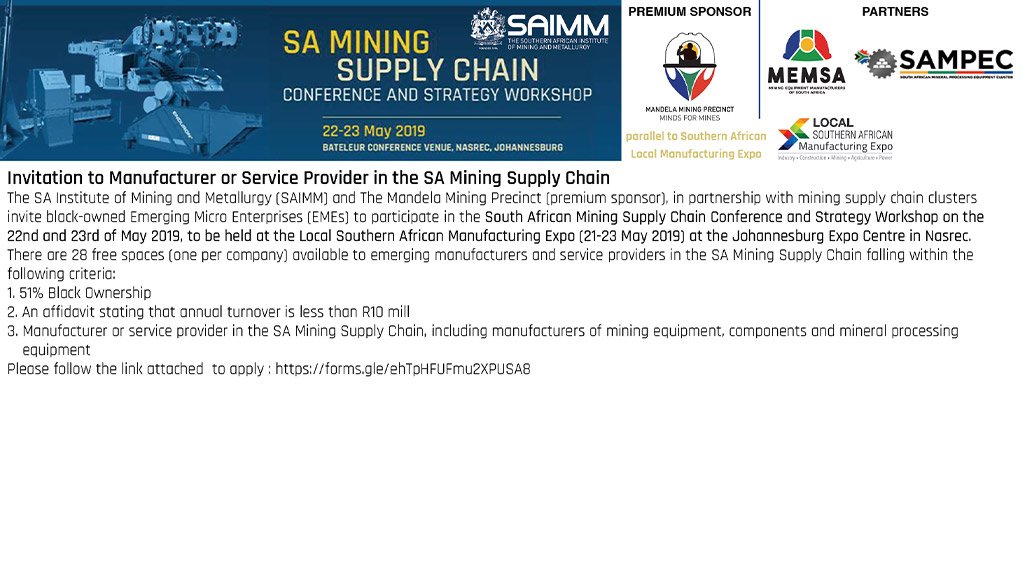 Invitation to Manufacturer or Service Provider in the SA Mining Supply Chain