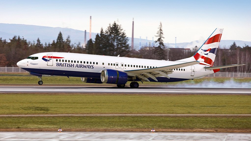 The first Boeing 737 MAX acquired by South African operator Comair, in British Airways colours